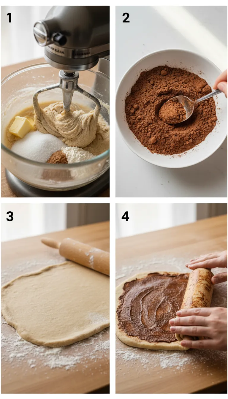Chocolate Cinnamon Rolls with Chocolate Cream Cheese Frosting Step by Step