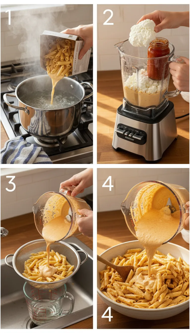 Creamy Cottage Cheese Pasta Step by Step