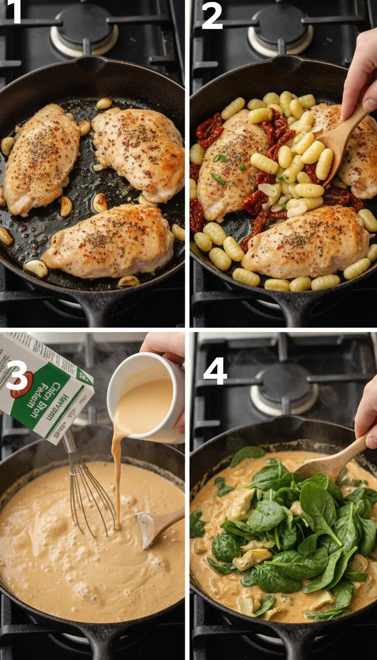 Creamy Tuscan Chicken and Gnocchi Step-by-Step