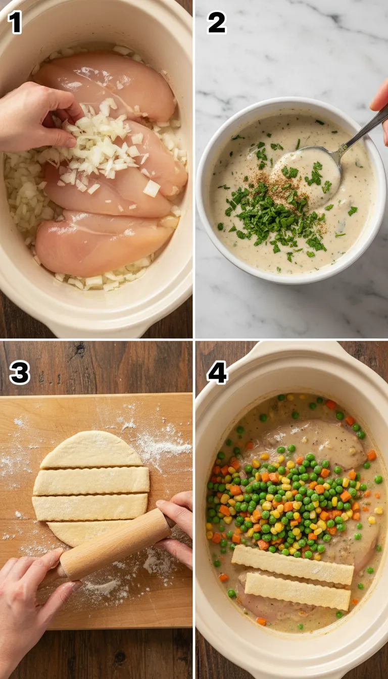Crock Pot Chicken and Dumplings Step-by-Step