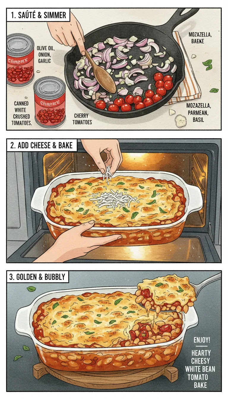 Hearty Cheesy White Bean Tomato Bake Step-by-Step