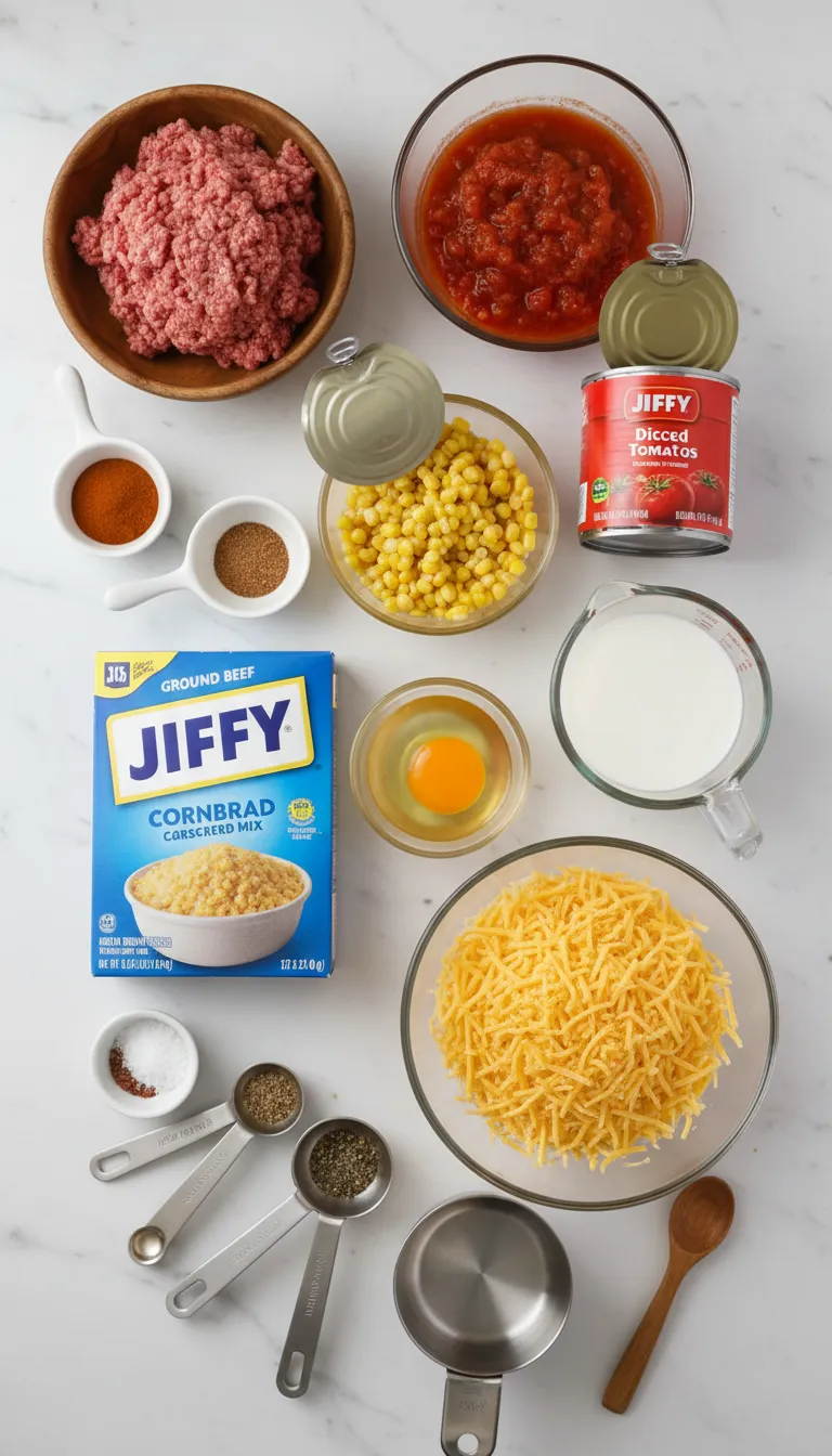 Ground Beef Jiffy Cornbread Casserole Delight Ingredients