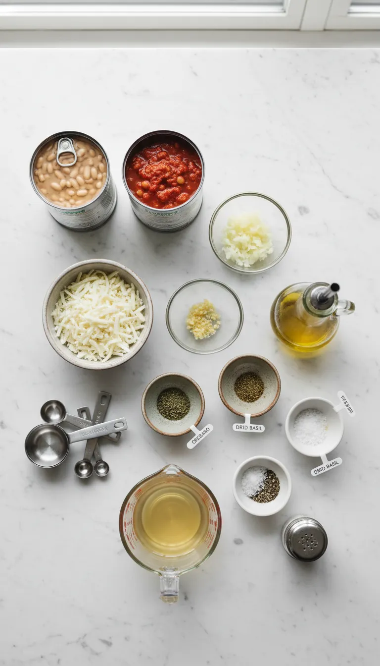 Hearty Cheesy White Bean Tomato Bake Ingredients