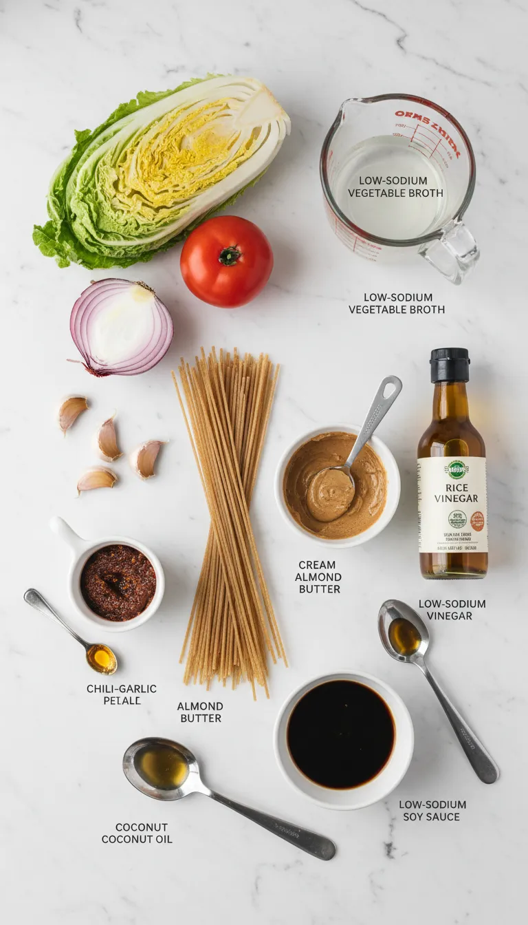 One Pot Spicy Garlic Almond Butter Noodles Ingredients