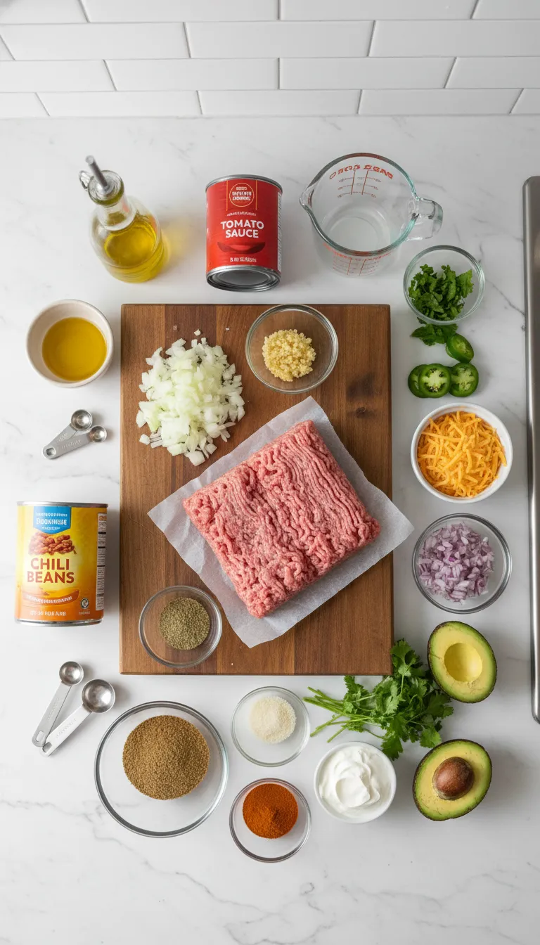 Quick Easy Chili Recipe on Stove Top Ingredients