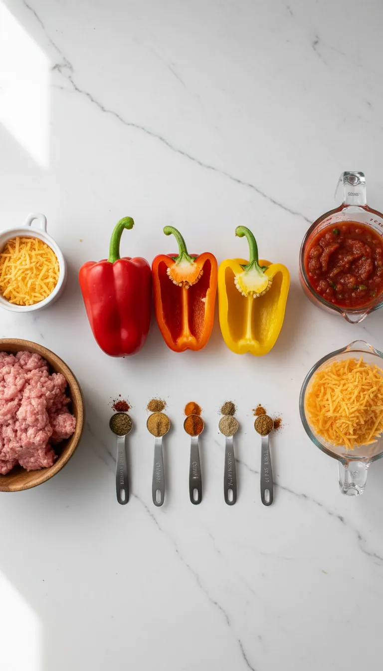 Skinny Bell Pepper Nacho Boats Ingredients