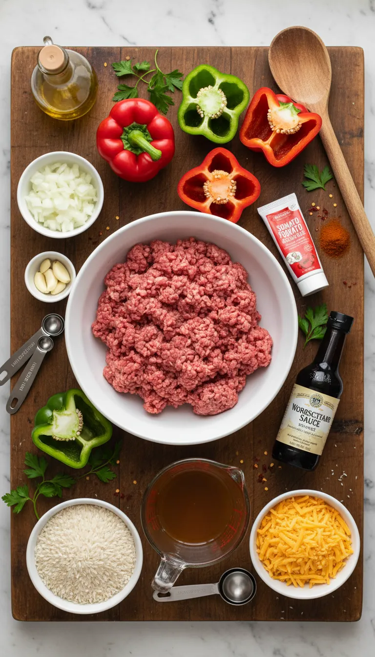 Stuffed Pepper Casserole (with Rice) Ingredients