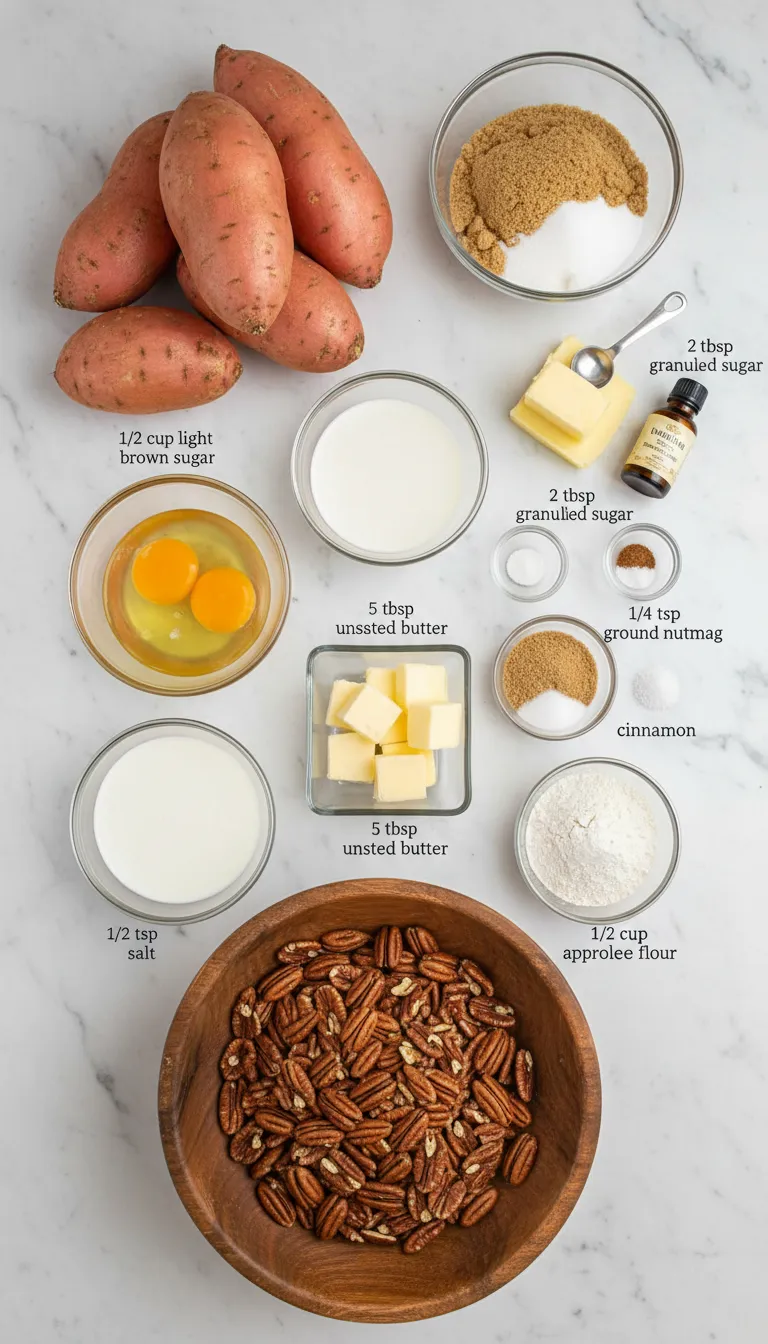 Sweet Potato Casserole with Butter Pecan Crumble Topping Ingredients