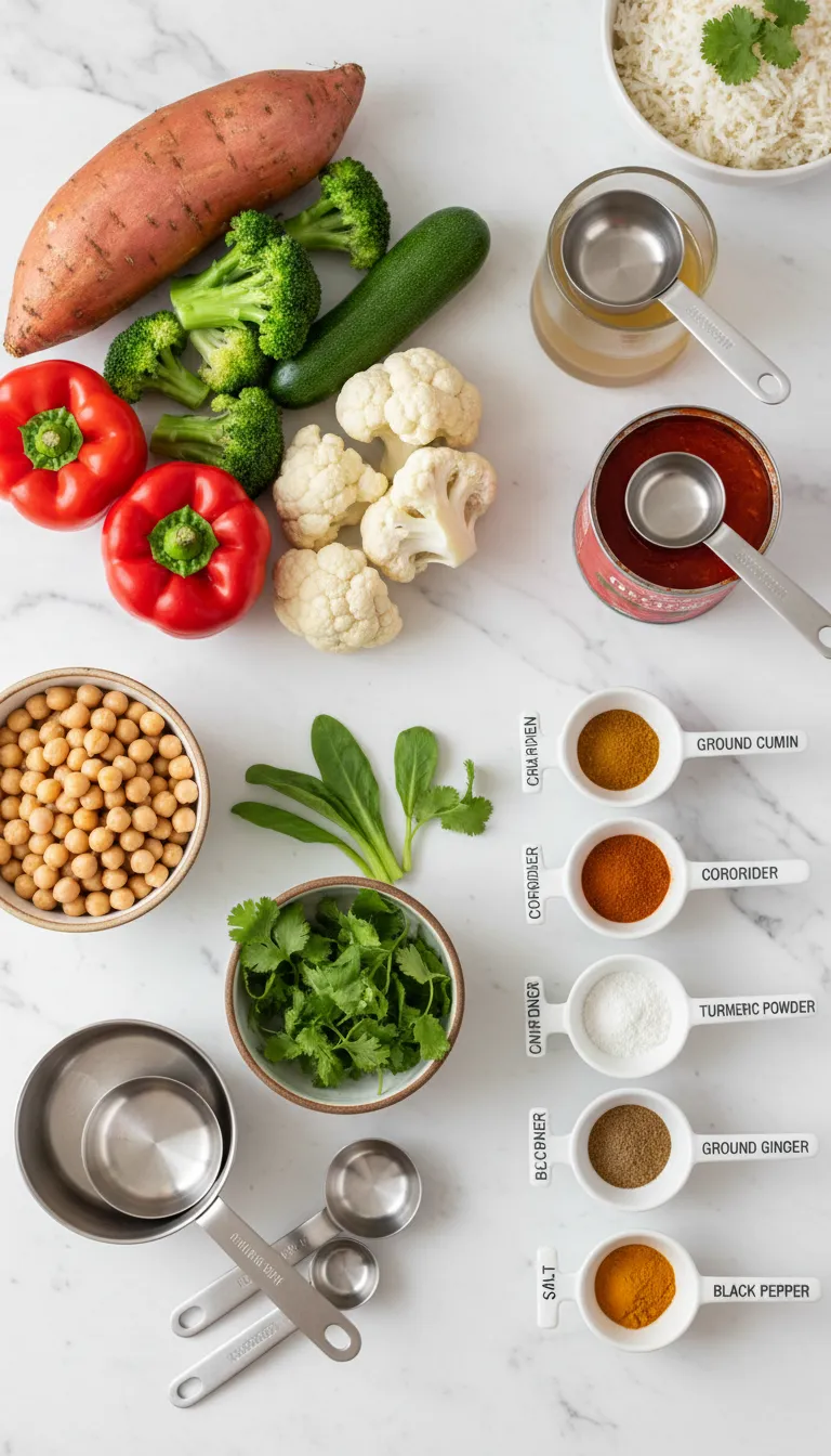 Sweet Potato Vegetable Curry Ingredients