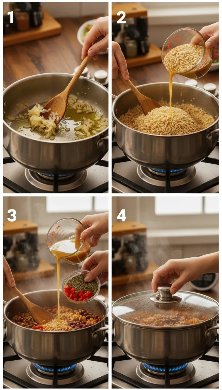 Mediterranean Rice and Beans Step by Step
