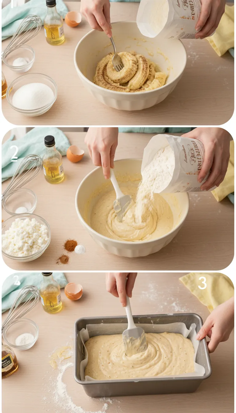 Moist Cottage Cheese Banana Bread Step by Step