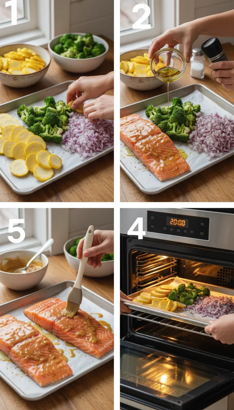 Sheet Pan Honey Mustard Salmon with Rainbow Veggies Step-by-Step