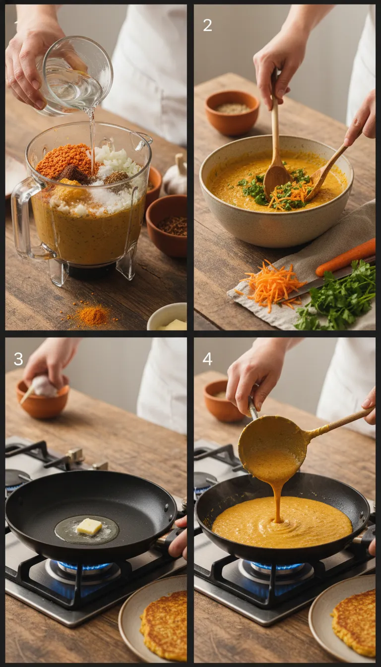 Savory Red Lentil Pancakes Step-by-Step