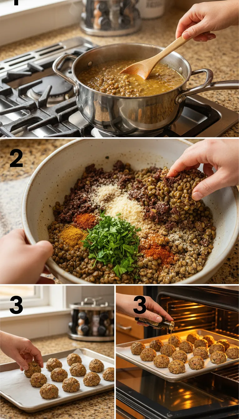 Smoked Beef Lentil Meatballs Step-by-Step