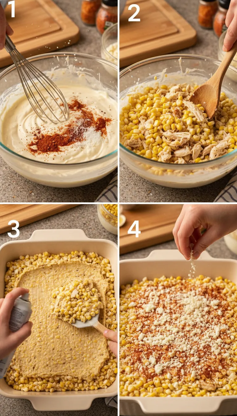 Mexican Street Corn Casserole with Chicken Step-by-Step