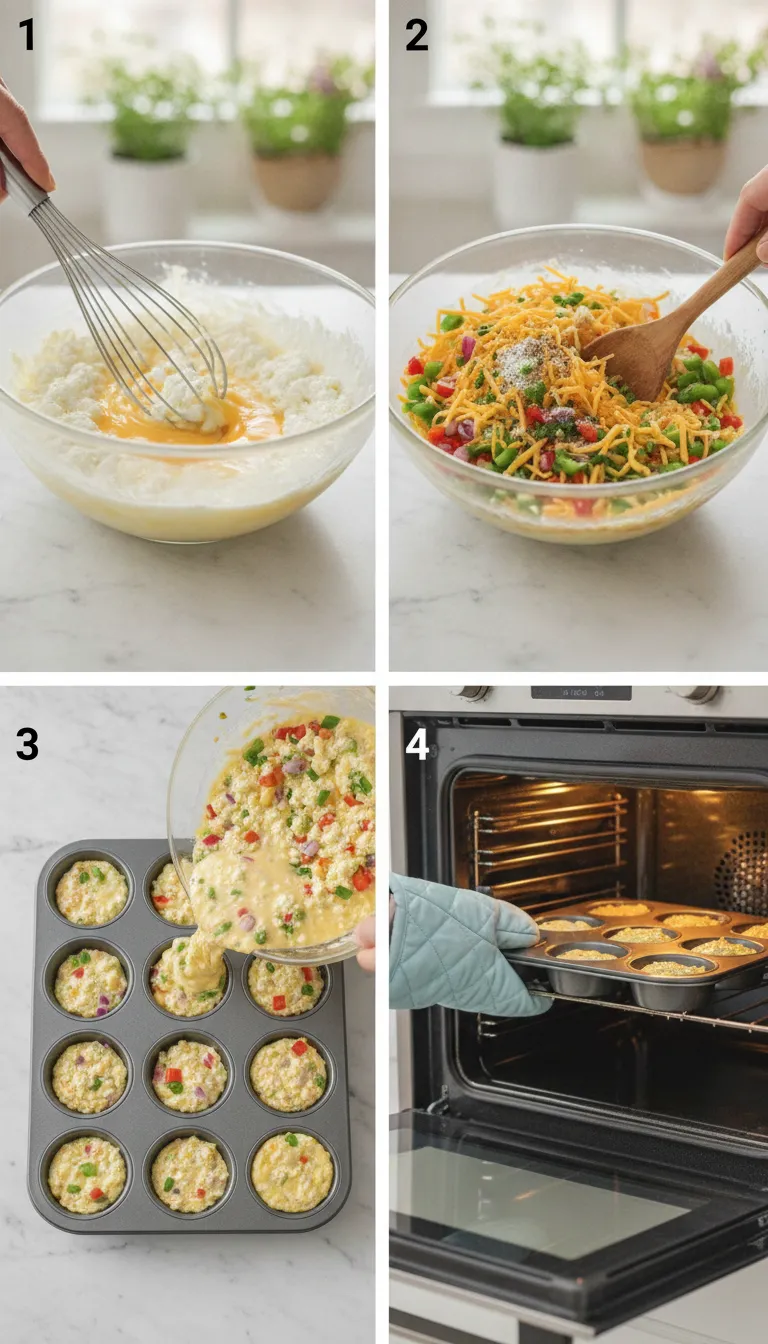 Cheesy Cottage Cheese Egg Bites Step by Step