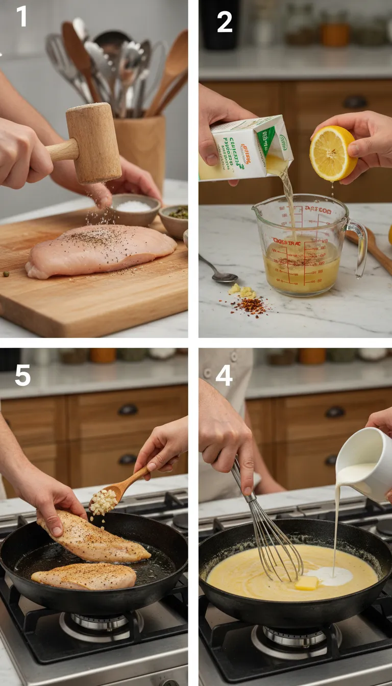 One Skillet Lemon Garlic Chicken Step by Step