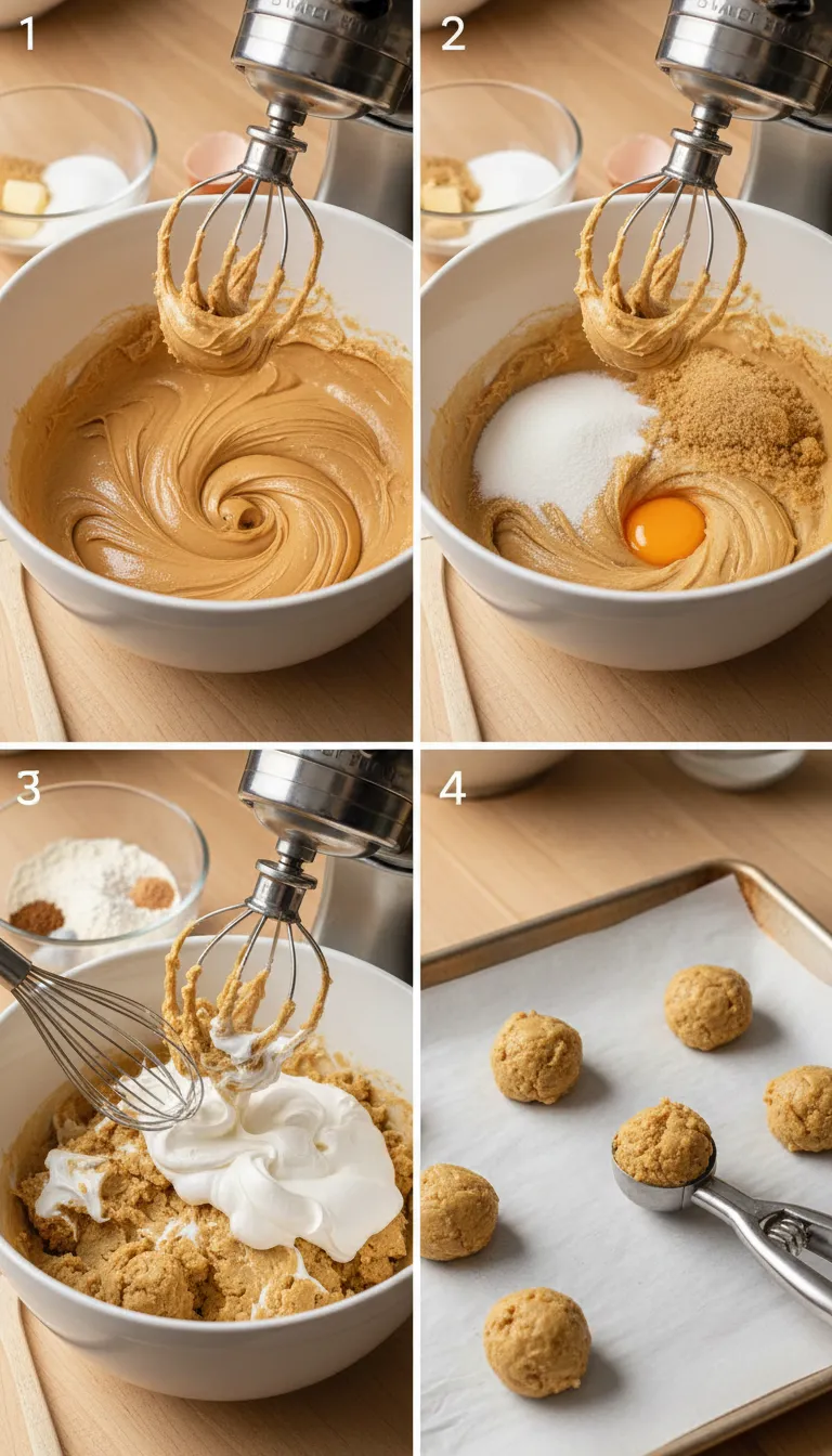 Fluffernutter Cookies (Peanut Butter and Marshmallow Cream) Step by Step