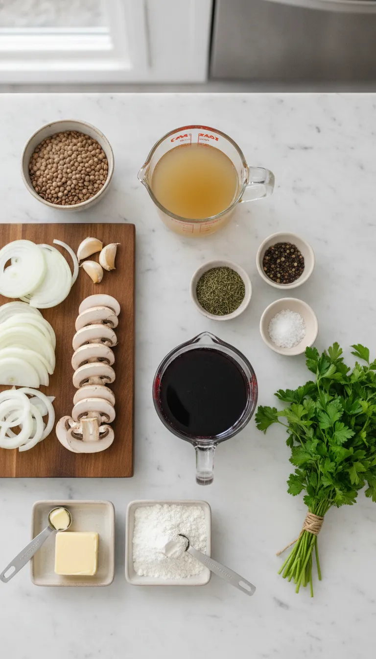 Lentil Mushroom Stroganoff Ingredients