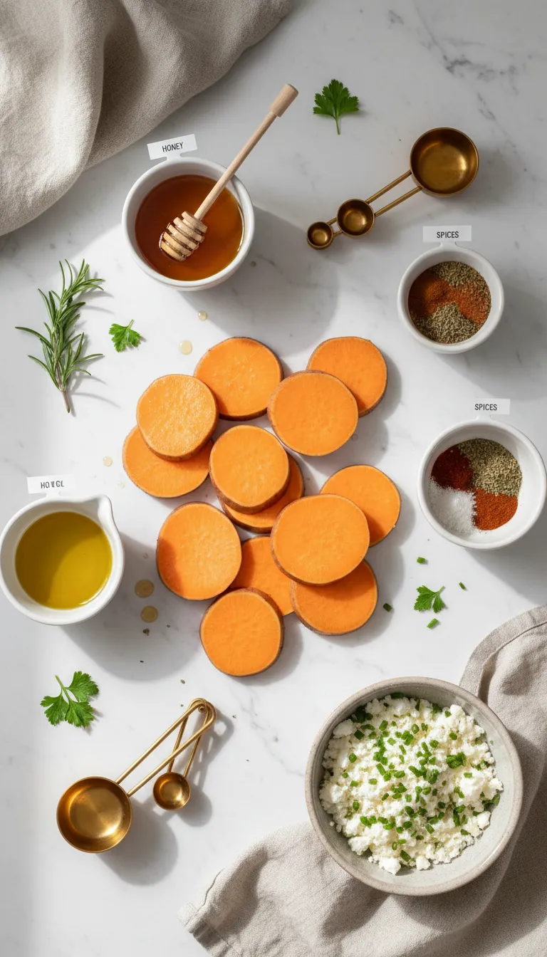 Roasted Sweet Potato Rounds with Honey & Feta Ingredients