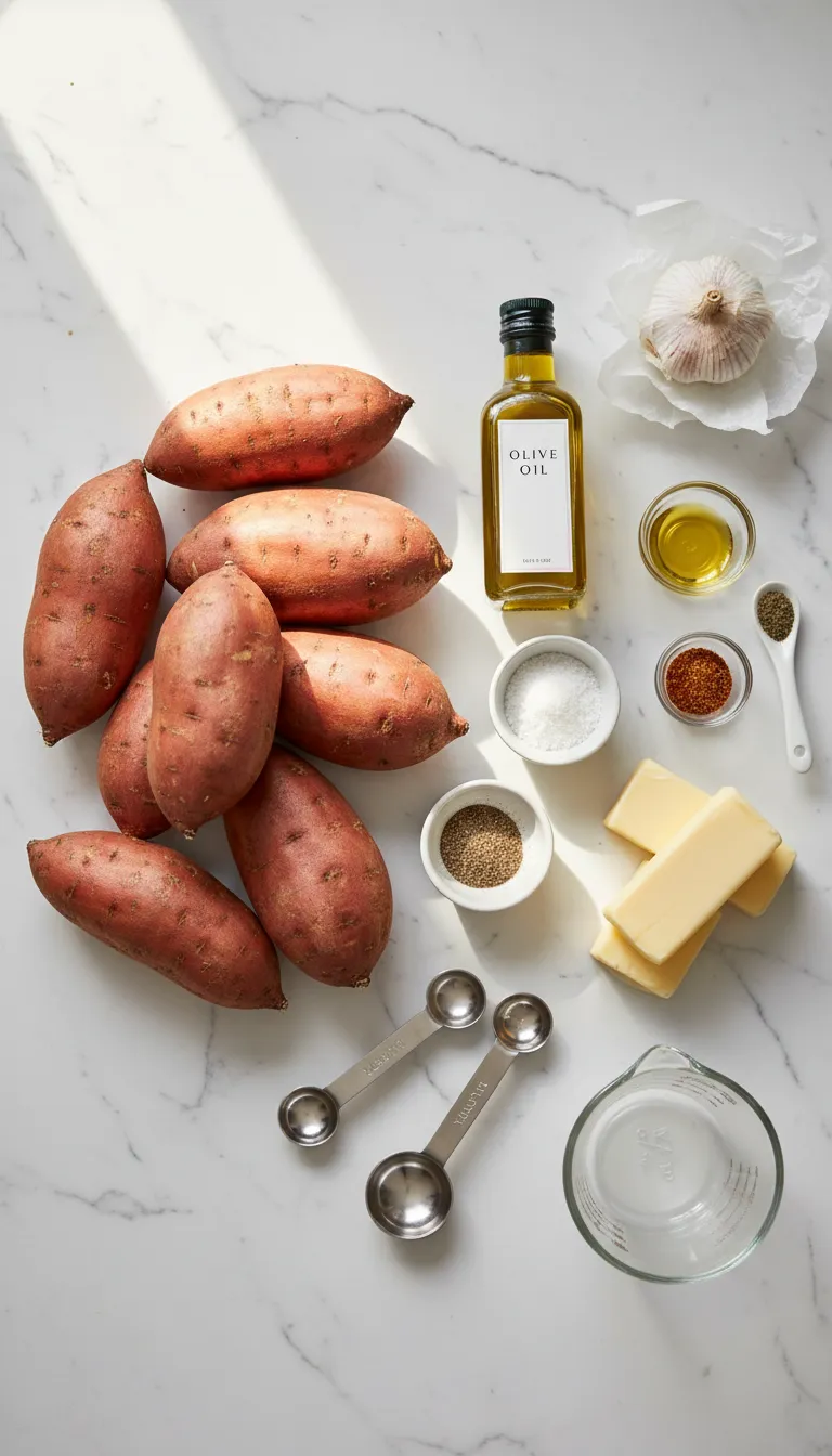 Traeger Smoked Sweet Potatoes with Roasted Garlic Butter Ingredients