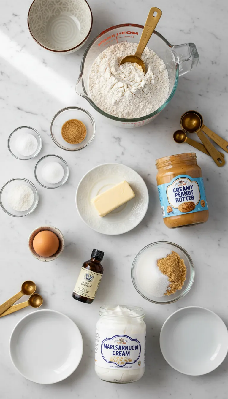 Fluffernutter Cookies (Peanut Butter and Marshmallow Cream) Ingredients