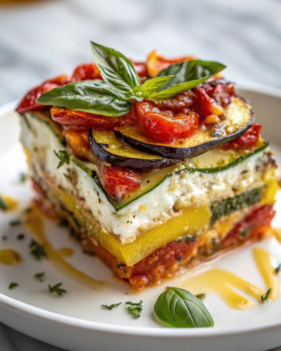 Layered Mediterranean Vegetable Lasagna with Creamy Ricotta