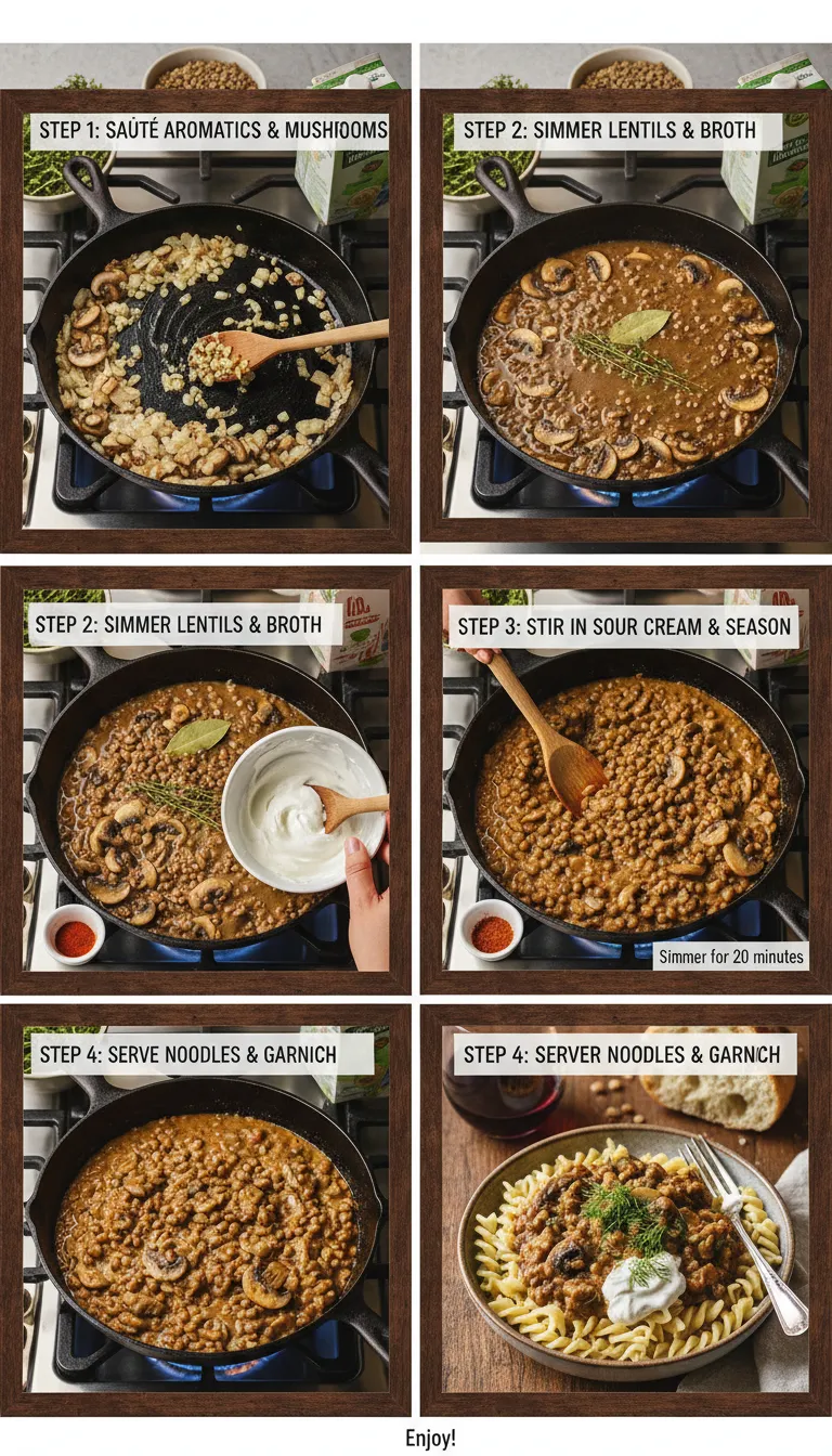 Lentil Mushroom Stroganoff Step-by-Step