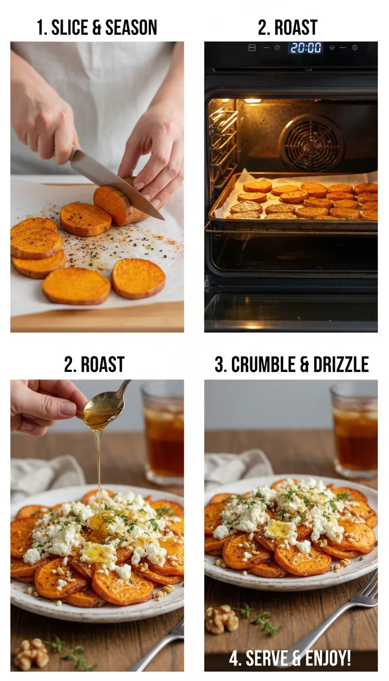 Roasted Sweet Potato Rounds with Honey & Feta Step-by-Step