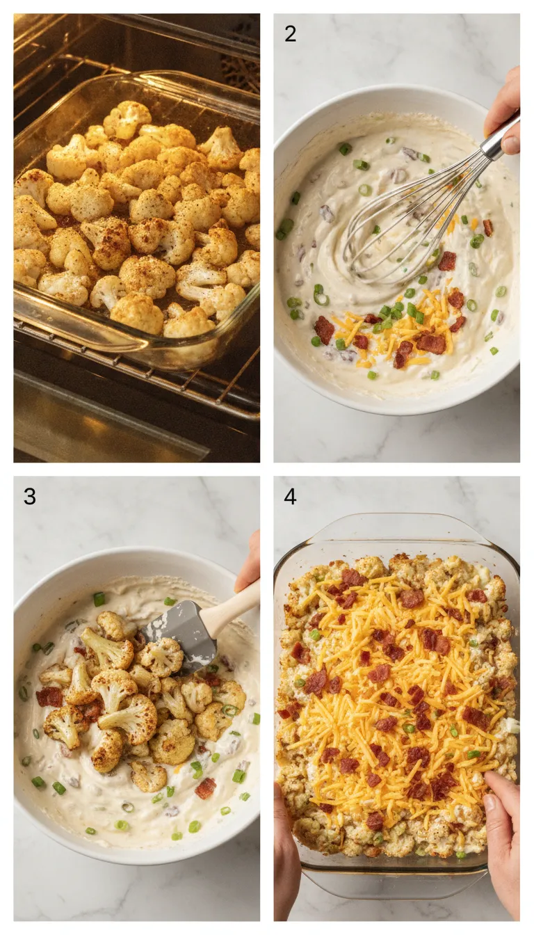 Cauliflower Casserole (Cheesy Loaded Recipe) Step by Step