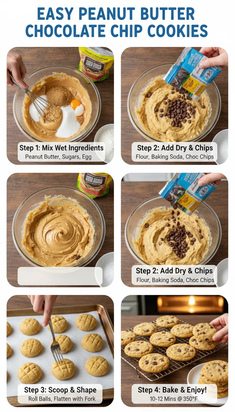 Easy Peanut Butter Chocolate Chip Cookies Step by Step