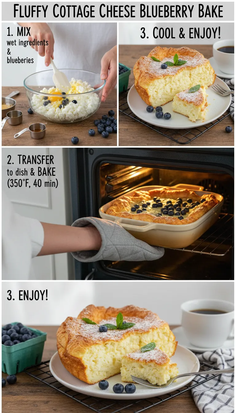 Fluffy Cottage Cheese Blueberry Bake Step-by-Step