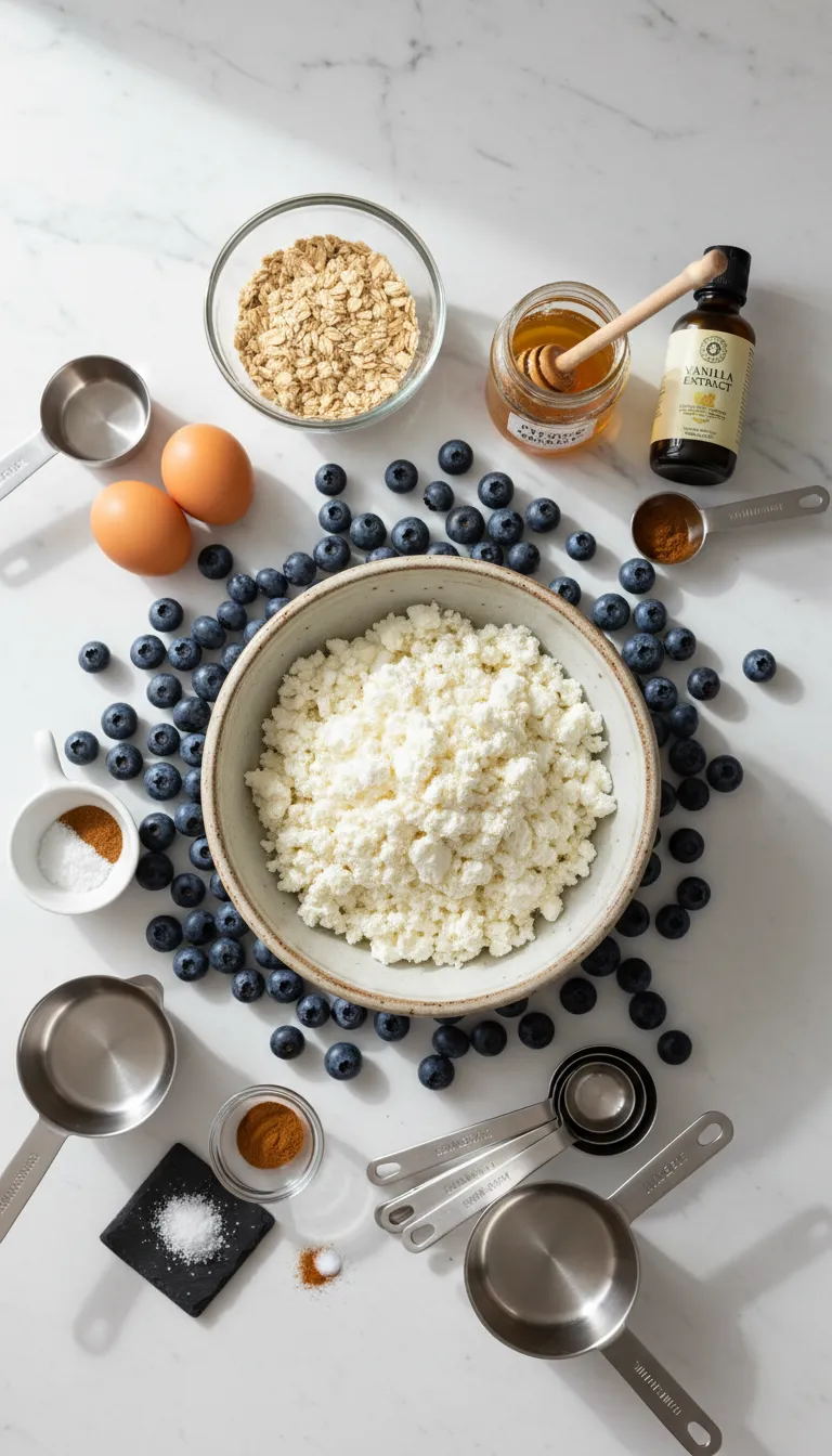 Fluffy Cottage Cheese Blueberry Bake Ingredients