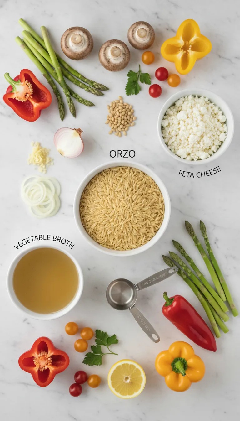 Lemon Garlic Orzo with Roasted Vegetables Ingredients