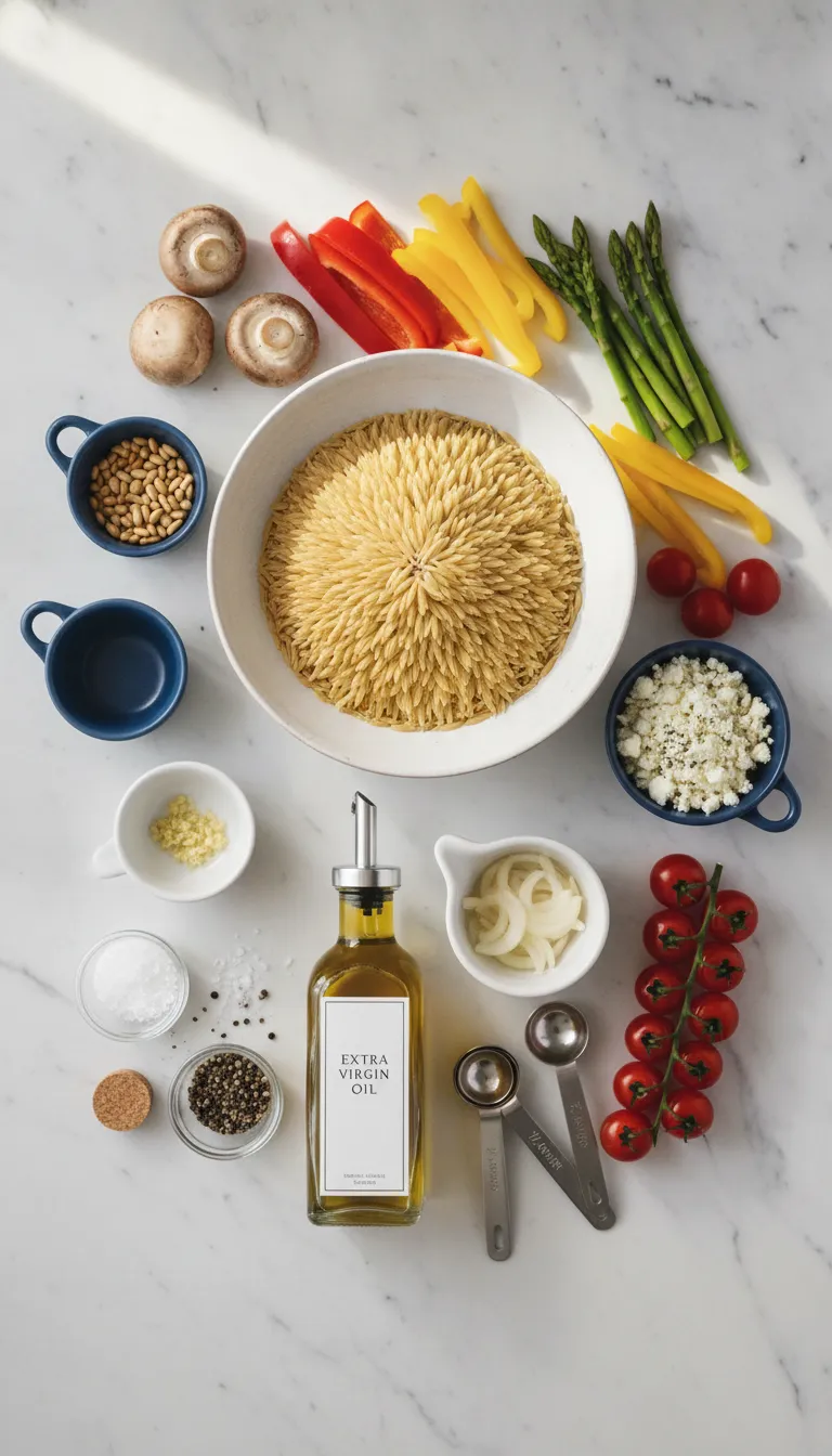 Lemon Garlic Orzo with Roasted Vegetables Ingredients