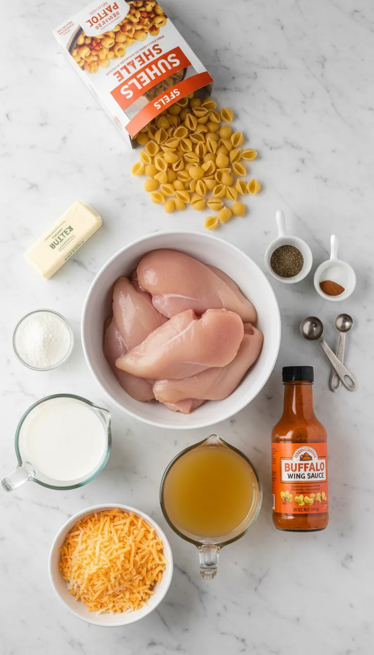 Slow Cooker Buffalo Chicken Mac and Cheese Ingredients