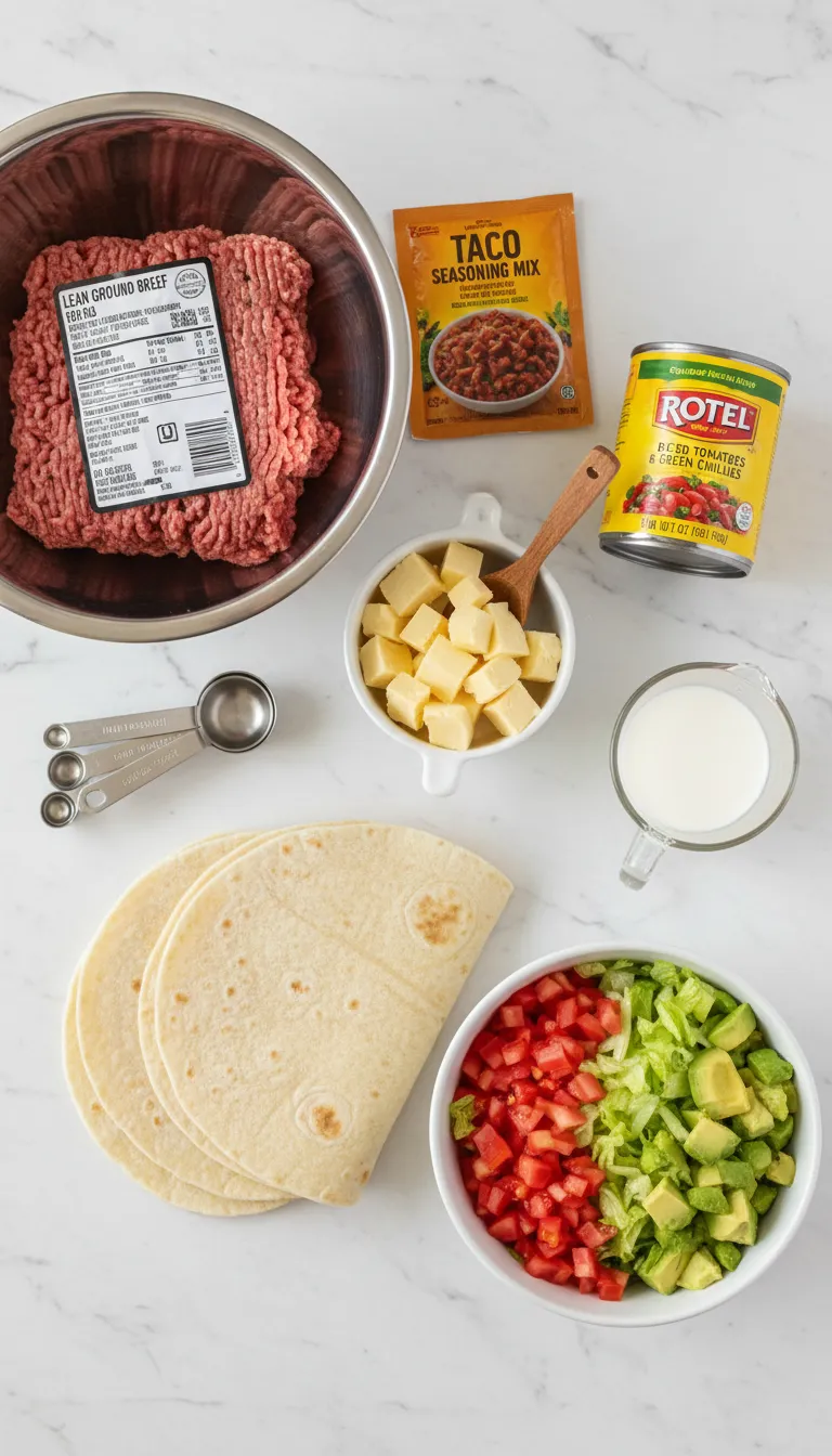 Slow Cooker Rotel Tacos Ingredients