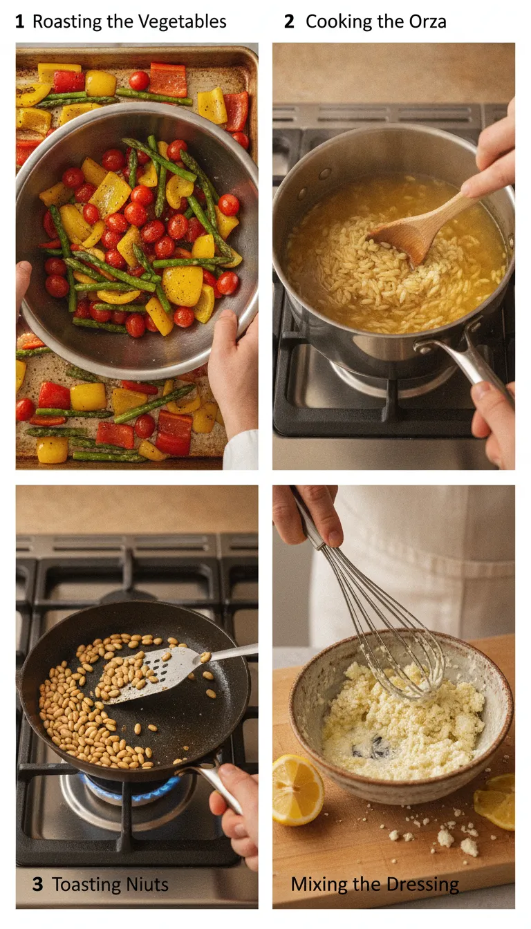 Lemon Garlic Orzo with Roasted Vegetables Step-by-Step
