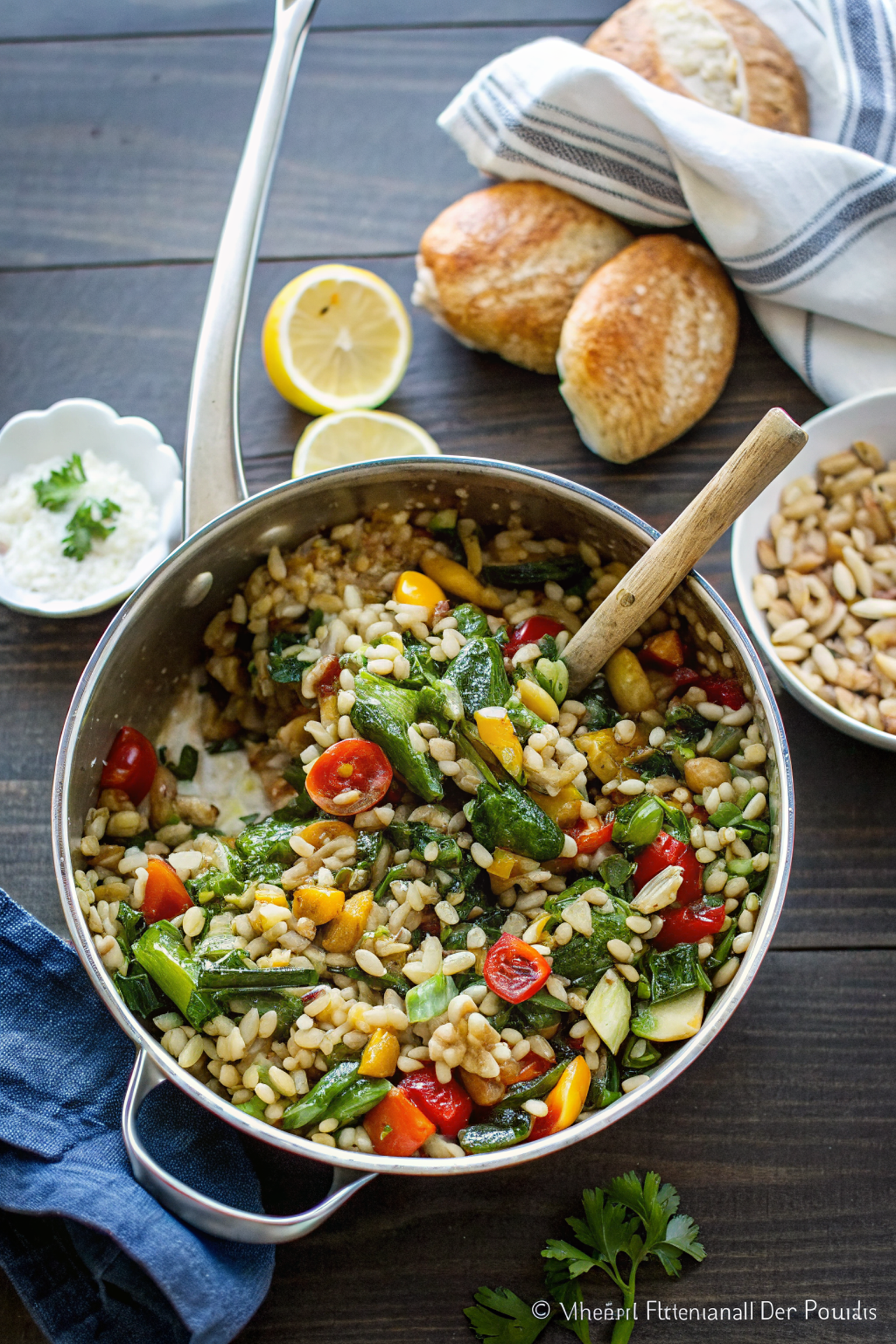 Lemon Garlic Orzo with Roasted Vegetables