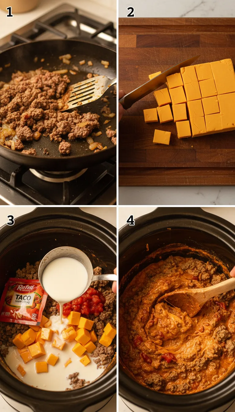 Slow Cooker Rotel Tacos Step-by-Step