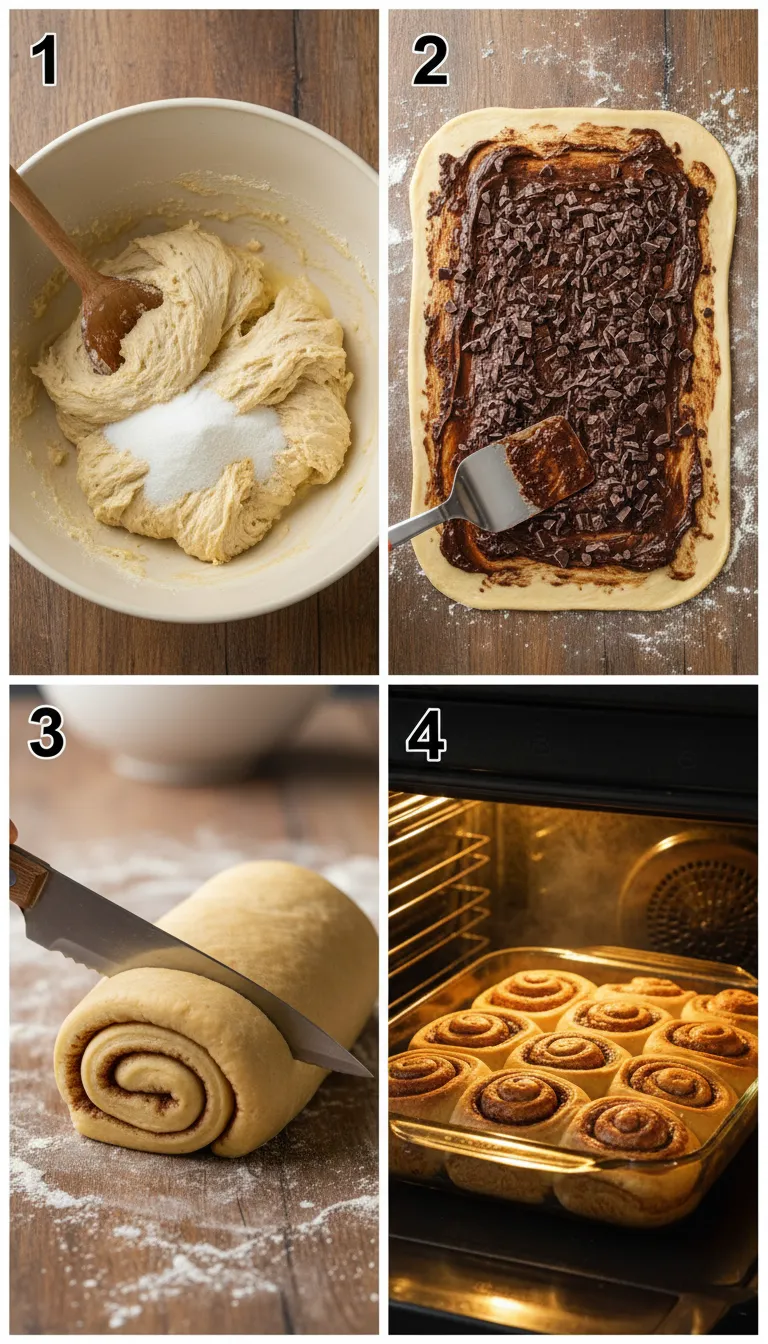 Chocolate Espresso Cinnamon Rolls Step by Step