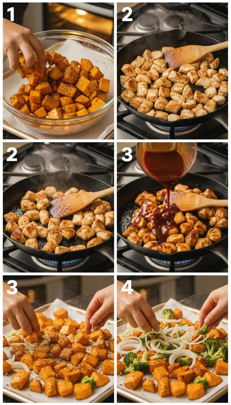 BBQ Chicken & Roasted Sweet Potato Bowls Step-by-Step