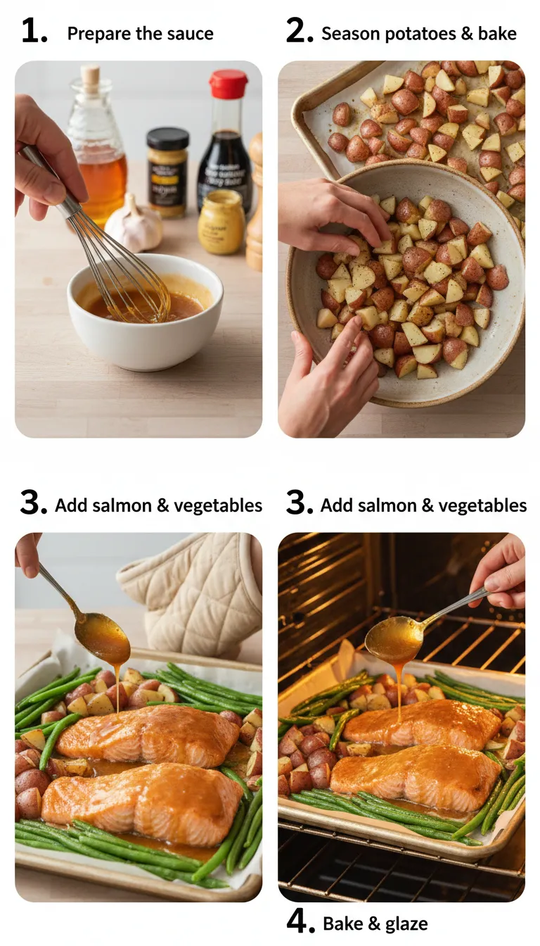 Honey-Garlic Salmon Sheet Pan Dinner Step-by-Step