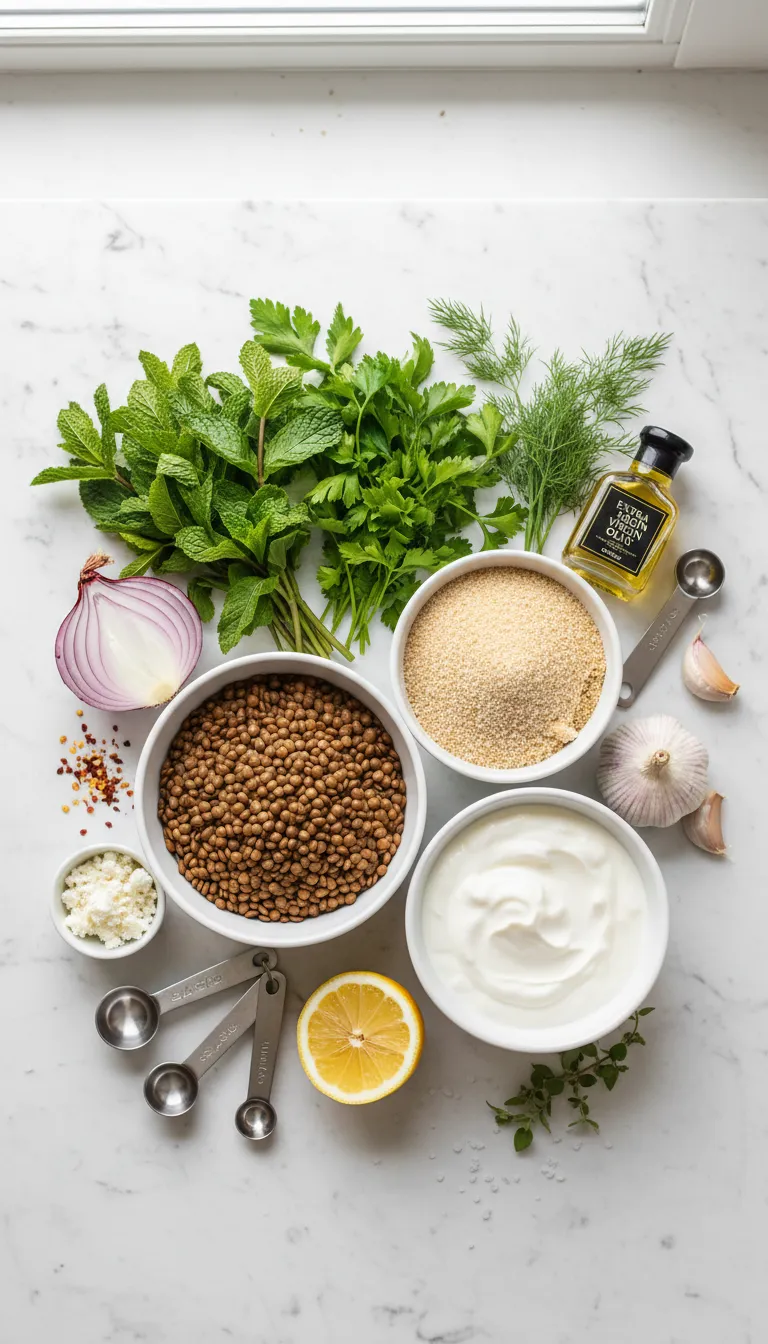 Baked Greek Lentil Meatballs with tzatziki Ingredients