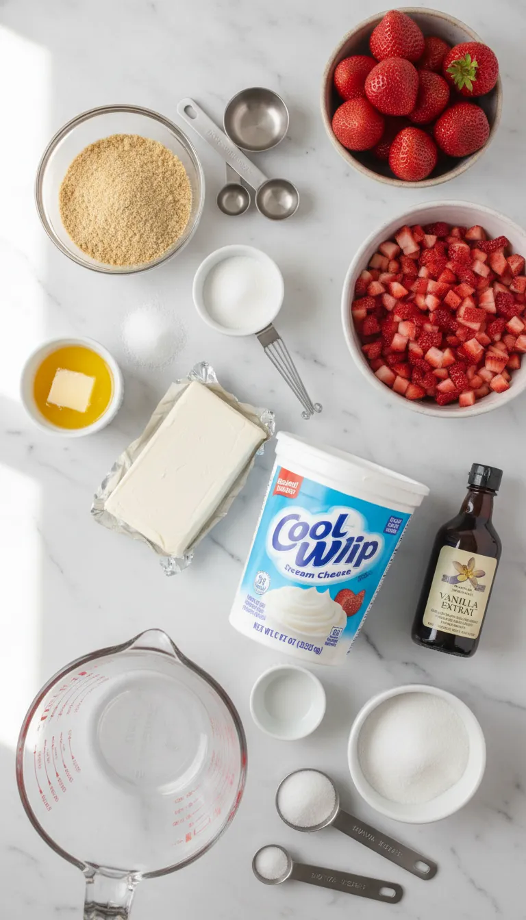 No-Bake Strawberry Cheesecake Bars Ingredients