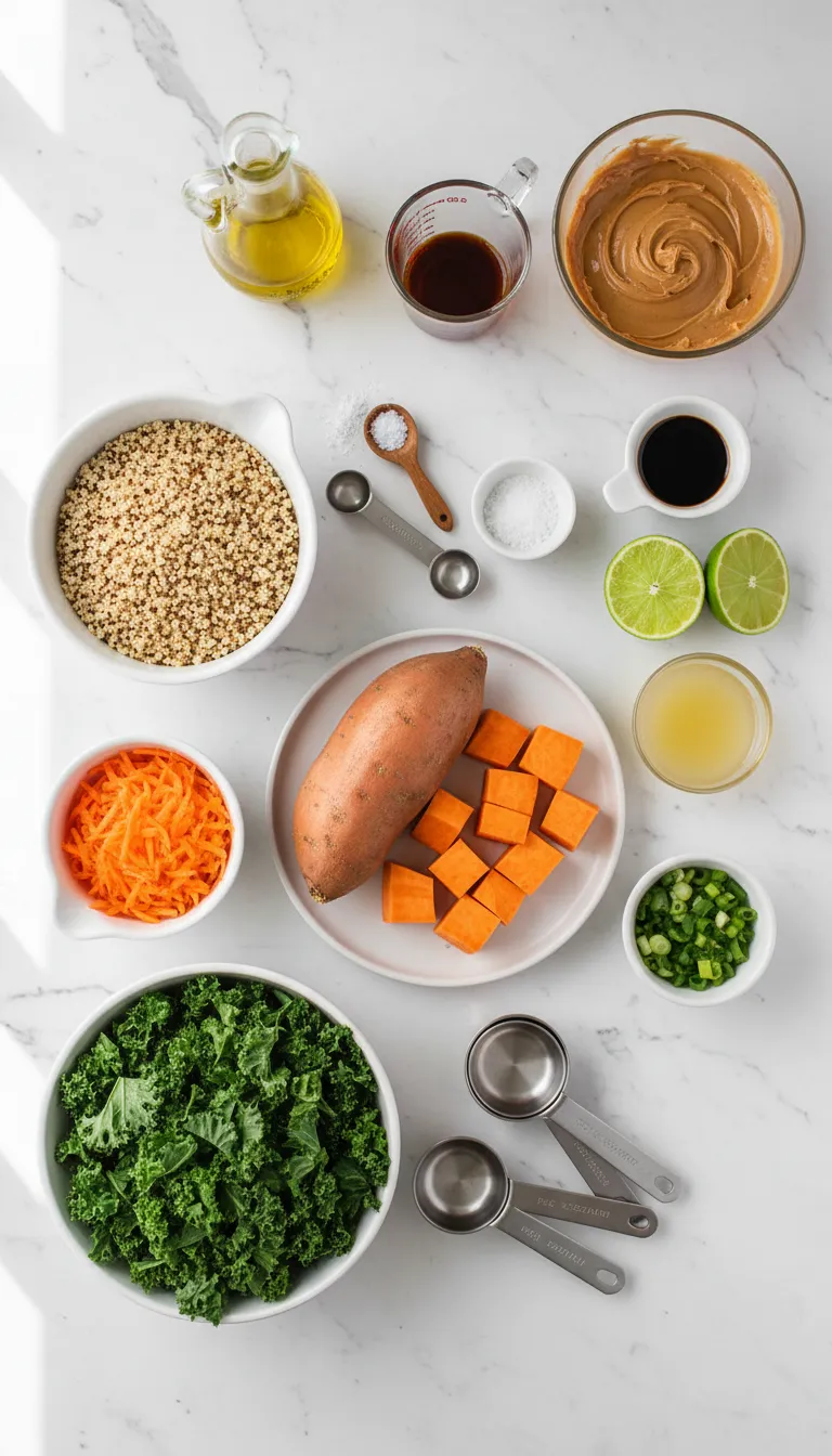 Thai Peanut Sweet Potato Buddha Bowl Ingredients