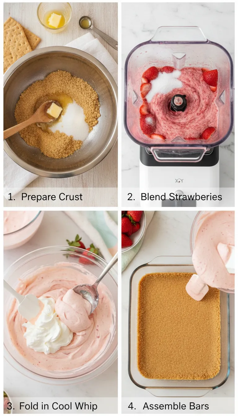 No-Bake Strawberry Cheesecake Bars Step-by-Step