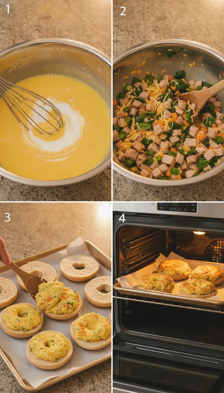 Quiche Stuffed Bagels Step-by-Step