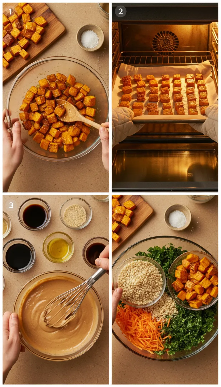 Thai Peanut Sweet Potato Buddha Bowl Step by Step