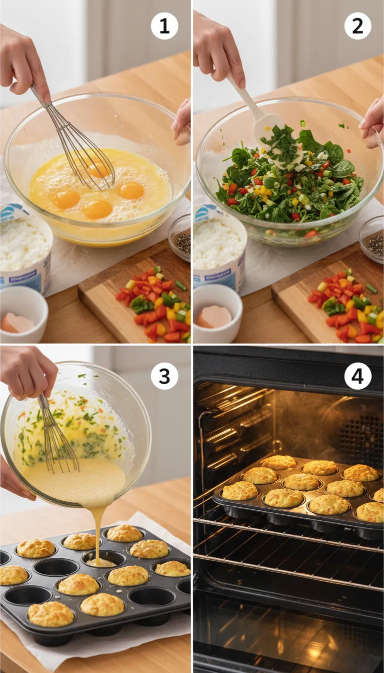 Fluffy Cottage Cheese Egg Muffins Step-by-Step